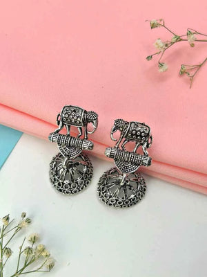Oxidized Elephant Jhumkas