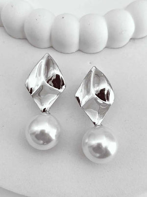 Korean Silver Pearl Hanging Earrings