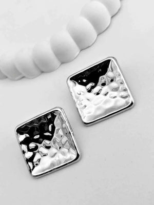 Chunky Silver Square Statement Earrings