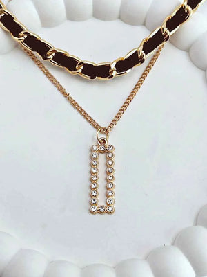2 Layer Rectangle Gold chain pendant