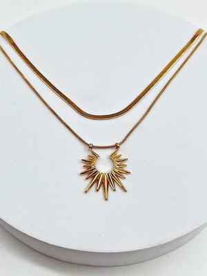 2 Layer Sun Chain Pendant Gold Anti Tarnish