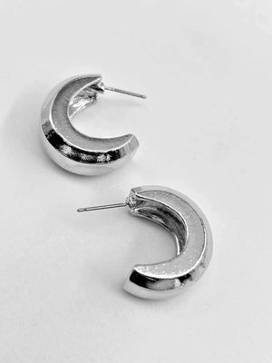 Chunky Silver Half Hoop Statement Earrings