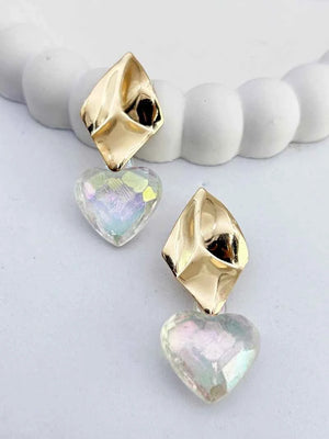 Korean Heart Hanging Earrings mixed color