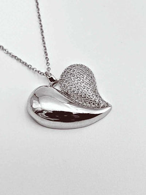 Half Bling Heart chain pendant Anti Tarnish