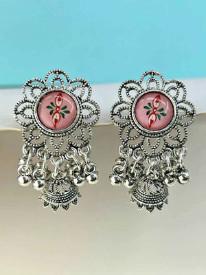 Oxidized Flower Jhumkas