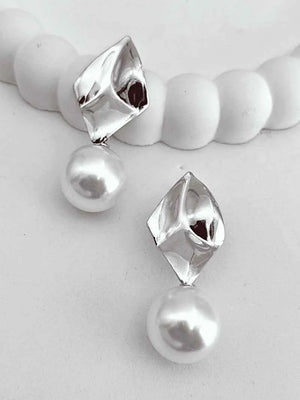Korean Silver Pearl Hanging Earrings