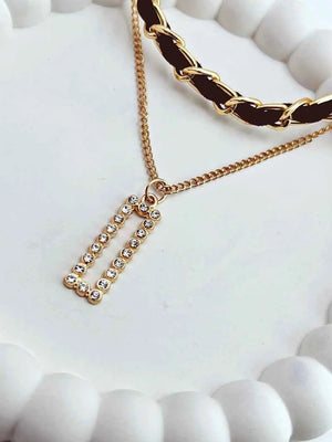 2 Layer Rectangle Gold chain pendant