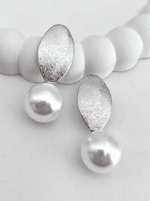 Korean Pearl Hanging Statement Earrings