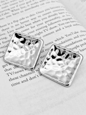 Chunky Silver Square Statement Earrings