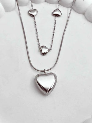 2 Layer Heart chain pendant Anti Tarnish