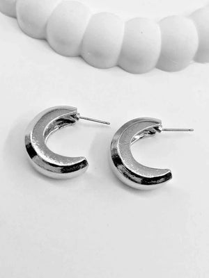 Chunky Silver Half Hoop Statement Earrings