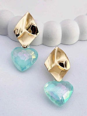 Korean Heart Hanging Earrings mixed color