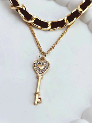 2 Layer Key Gold chain pendant