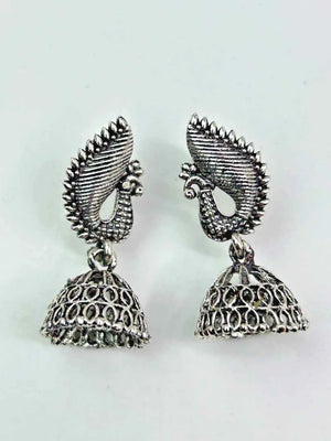 Oxidized Peacock Jhumkas
