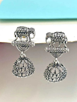 Oxidized Elephant Jhumkas
