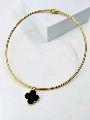 Golden Clover 2 Side Choker Neckpiece