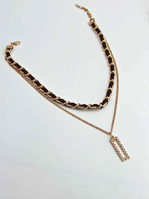 2 Layer Rectangle Gold chain pendant