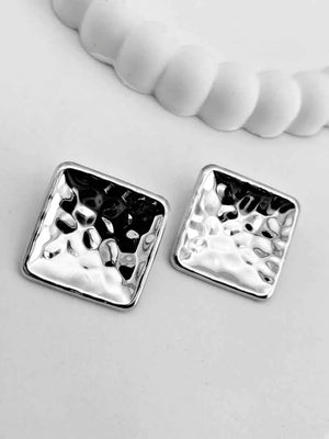 Chunky Silver Square Statement Earrings