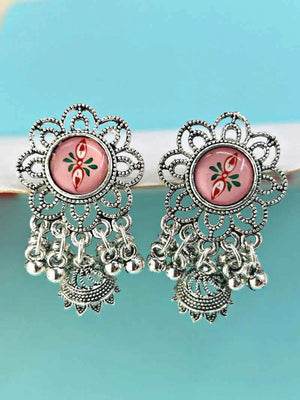 Oxidized Flower Jhumkas