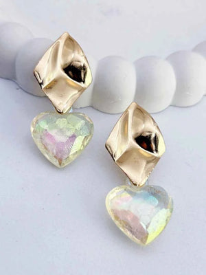 Korean Heart Hanging Earrings mixed color