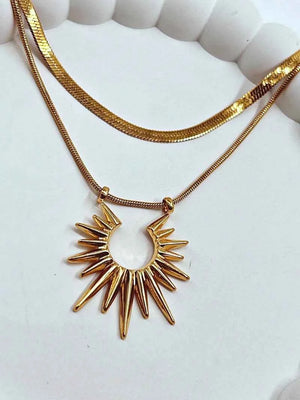 2 Layer Sun Chain Pendant Gold Anti Tarnish