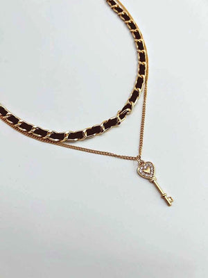2 Layer Key Gold chain pendant