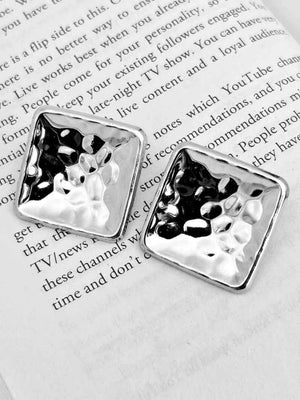Chunky Silver Square Statement Earrings