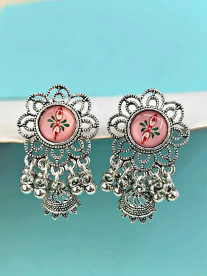 Oxidized Flower Jhumkas