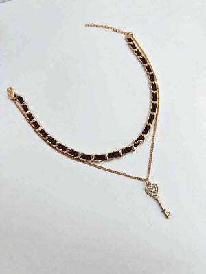 2 Layer Key Gold chain pendant