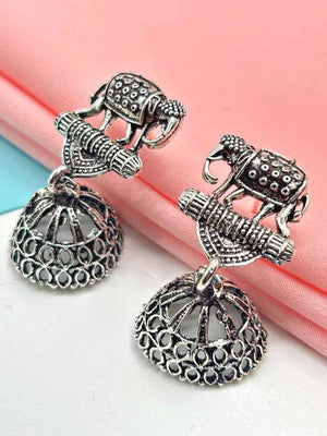 Oxidized Elephant Jhumkas