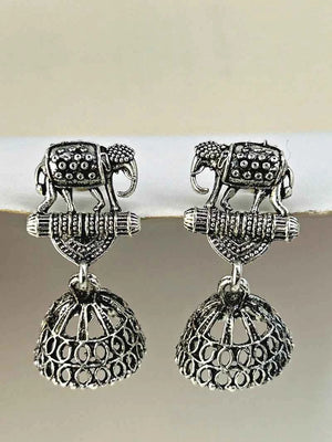 Oxidized Elephant Jhumkas