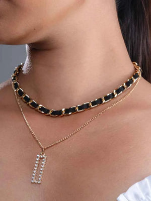 2 Layer Rectangle Gold chain pendant