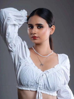 2 Layer Pearl & Bow chain pendant