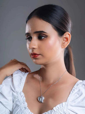 Half Bling Heart chain pendant Anti Tarnish