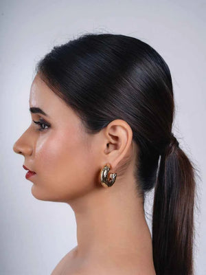 Golden Snake Skin Pattern Hoop Earring