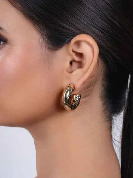 Golden Snake Skin Pattern Hoop Earring