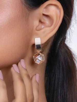 Caged Pearl Hanging Earring