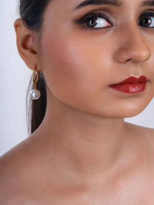 Korean Pearl Half Hoops Earrings