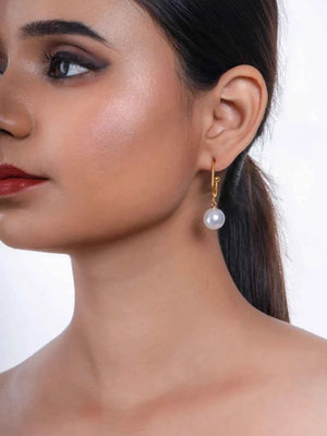 Korean Pearl Half Hoops Earrings