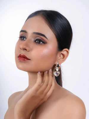 Korean Heart Hanging Earrings mixed color