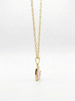 Pink Asymmetrical Heart Necklace Minimalist Love Pendant