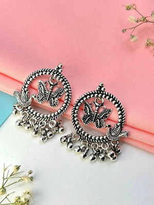 Peacock & Butterfly Chandbali oxidised Earrings