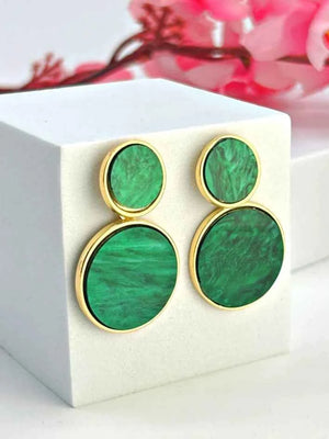 Golden Hanging Elegant Earrings - Green