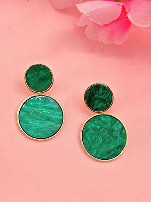 Golden Hanging Elegant Earrings - Green