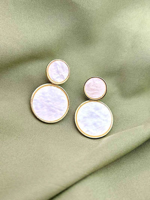 Golden Hanging Elegant Earrings - Cream