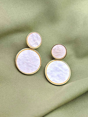 Golden Hanging Elegant Earrings - Cream