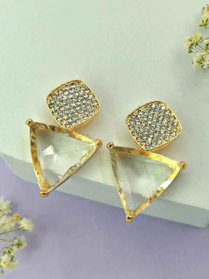 Triangle Cz Hanging Earrings - Transaprent