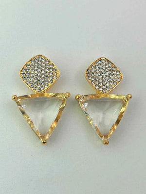 Triangle Cz Hanging Earrings - Transaprent