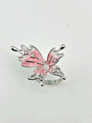 Butterfly Statement Ring Adjustable Pink