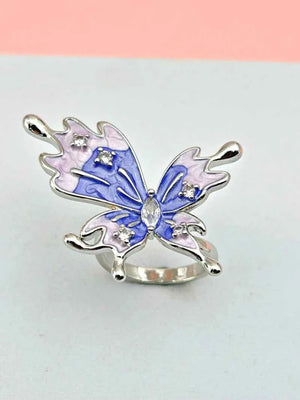 Butterfly Statement Ring Adjustable Lavender